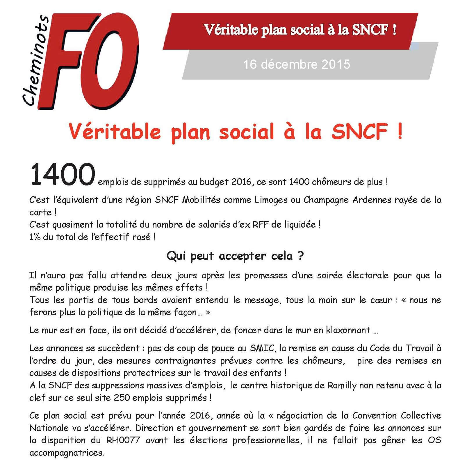 Véritable plan social à la SNCF